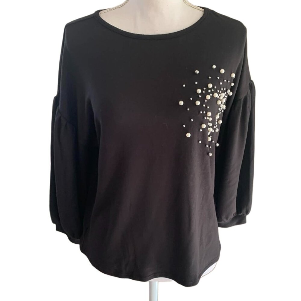 LOVE SCARLETT Black Beaded Sweater